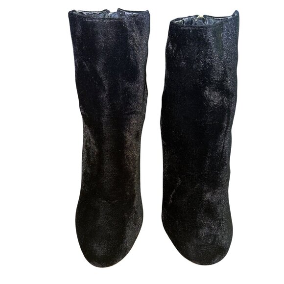 Black Velvet Ankle Boots Rhinestone Snake Design Sexy Glam Size 10 Punk Rock Y2K - Picture 2 of 6